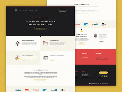 Online Public Relations Company Design faded gold grunge hero homepage icons lightbulb noise pr public relations texture web