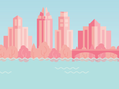Town Lake austin buildings downtown illustration lake town lake