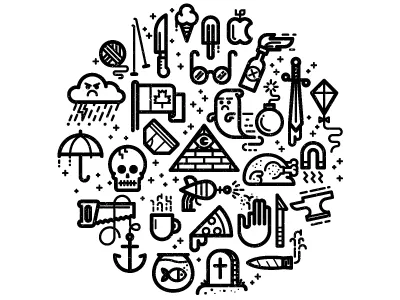 Black & White black bottle ghost glasses grave icons kevinmoran skull smoke turkey umbrella white