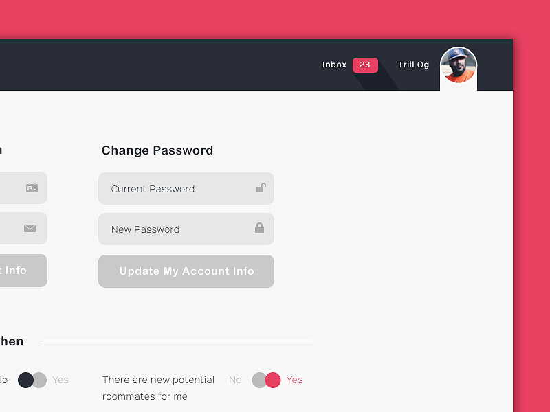 Dashboard With Inbox dashboard inbox ui user interface