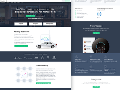 DueDil Website business corporate data financial landing serious startup team website