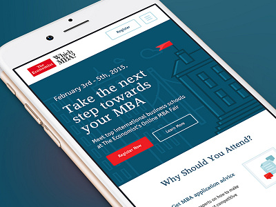 The Economist / Mobile careers economist illustrations landing page mba red web design