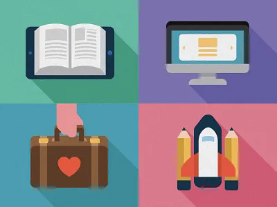 Pintrest Covers briefcase cover e learning ebook illustration imac pencil pintrest rocket vector work