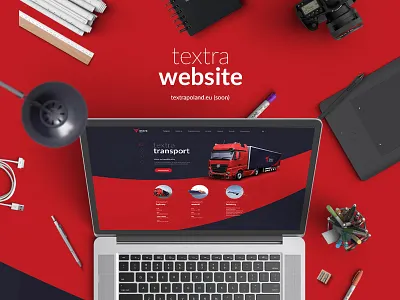 Textra website forwarding landing one page red responsive transport truck warehouse