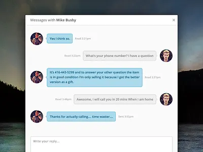 Message Modal chat chat modal message message modal mike busby toronto design ui design user interface