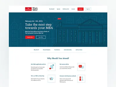 The Economist / Careers Fair careers economist illustrations landing page mba red web design