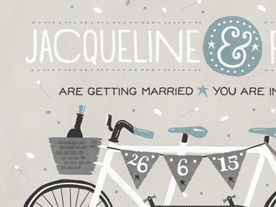 Wedding Invitation ampersand bike hand drawn illustration invitation lettering texture type typography wedding