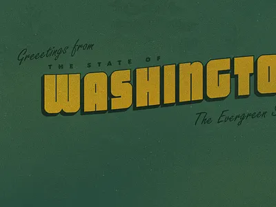 Greetings From The State Of Washington classic design distress distressed grunge postcard texture type typography vintage