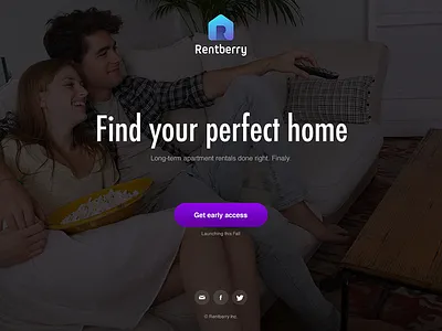 Landing for Rentberry background design landing minimal minimalistic page simple site web