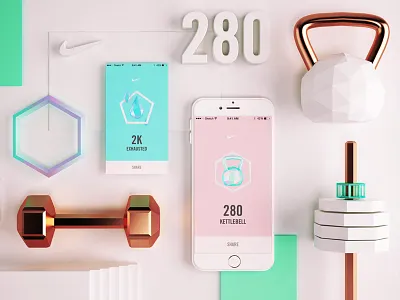 Nike NTC Badges 3d app badge c4d fitness modeling nike vray