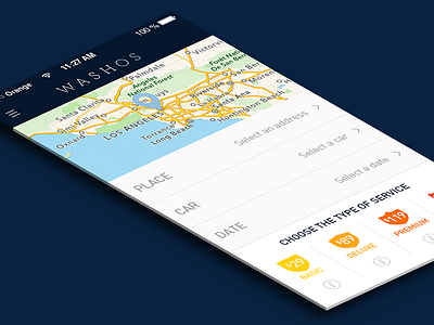 Washos // Book a wash app flat design interface ios mobile paris seempl studio ui ux freelance