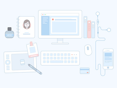Work scene illustrations scene work