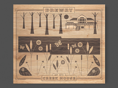 Down by the crick illustration midcentury