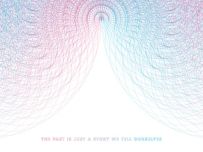 The past is just a story we tell ourselves blue circles detail gradient her illustration pattern pink shapes spike jonze story texture