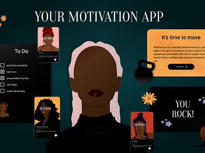 Daily motivation app app design design figma illustration motivation ui ux women
