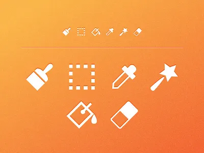 Toolbar Icons ai brush bucket eraser eye dropper free freebie icon magic wand minimal ui