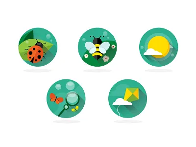 [Free Download] Spring's In The Air bee butterfly download free green icons kite ladybug psd red spring yellow