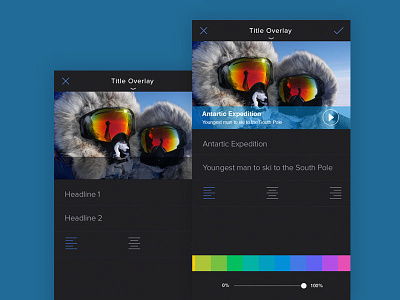 Video Title Overlay app black color headline lower third picker type video