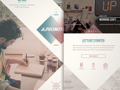 Advertisment agency landing page concept landing page layout triangles vintage web design