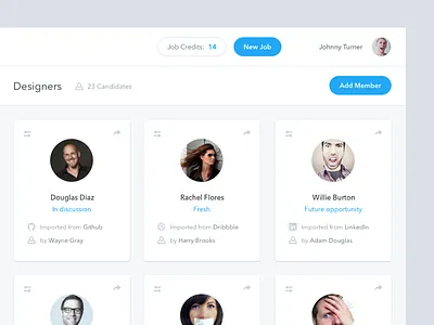 Talent Pool designers folders groups interface job jobs members recruiting ui users ux