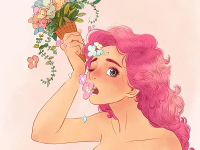 Icecream and flowers flowers girl icecream pink spring