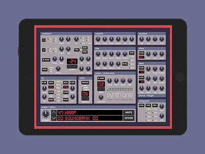 Redesign synth one for iPad app clavia flat instrument ipad knob music nord red sound synth synth1