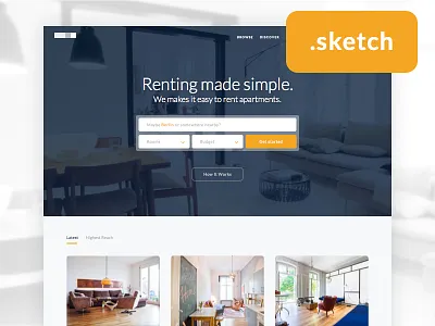 Freebie : Real Estate Homepage clean download flat free freebie homepage landing page real estate simple sketch template ui