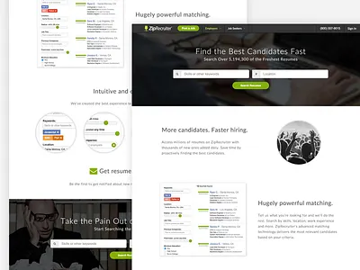 ZipRecruiter Resume Database candidate landing page resume software web ziprecruiter