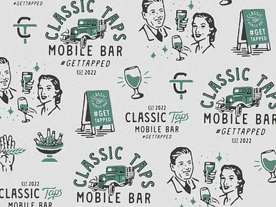 Classic Taps Branding badge design bar beer branding illustration mobile bar t shirt design taps vintage vintage badge vintage design