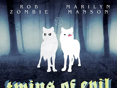 Twins of Evil Tour Ad Mat ad band design evil illustration illustrator manson marilyn rob wolf wolves zombie