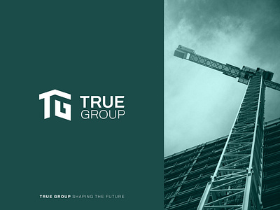 true group branding buildings construction design graphic design initials logo tg true typography