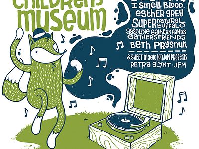 Dancing Fox Grickle Grass Festival Poster craft dancing fox gig poster illustration london museum music music festival record player silkscreen toronto