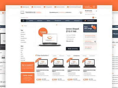 webshop with a smile computer e commerce header laptop product overview homepage products smile smiley webdesign webshop website