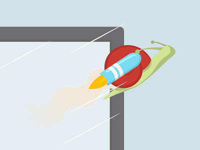 Superfast snail fire flat illustration snail speed vector