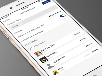 Edit add app bookmarking cards edit invite ios remove save ui ux white