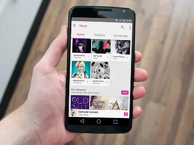 Mixes Screen android app audio interface material design media multimedia ui ui design ux
