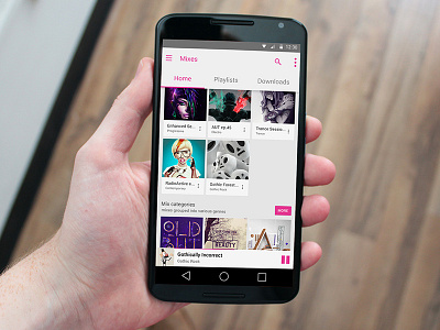Mixes Screen android app audio interface material design media multimedia ui ui design ux