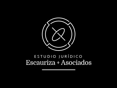 E.J.E. - Estudio Jurídico Escauriza + Asociados axis balance identity law lawyer logotype