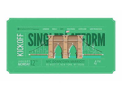 Kickoff graphic brooklyn bridge chrysler building empire state illustration new york city