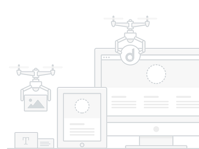 Unique Branded Sites desk.com drag and drop drones grey scale illustration site building