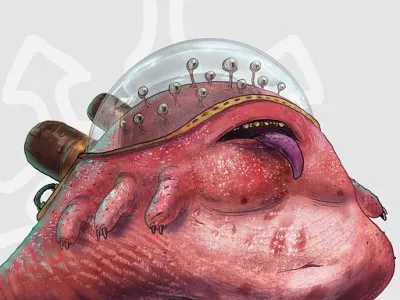 Jabba the Hutt, reimagined. drawing illustration starwars