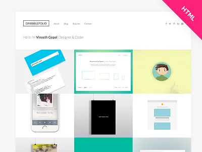 DribbbleFoliov2- Dribbble Portfolio HTML Template -Free Download bootstrap clean css download dribbble flat free html minimal portfolio responsive