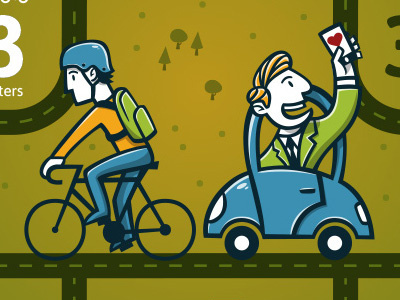 Car on Bike Violence - Infographic bike car city commute drive illustration infographic transit vector violence