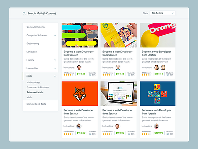 Tutor Me - Search Courses clean dashboard flat responsive search ui user interface ux web app web design