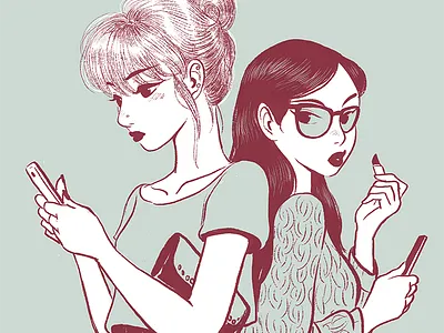 Koreatown Teens drawing girls ink koreatown ktown makeup phones teens