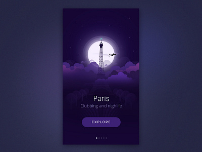 Paris nightlife city illustration intro ios night paris start ui ux