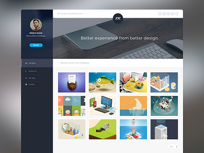 Personal Portfolio Site clean creative dashboard style dribbble api portfolio side navigation ui ux web design