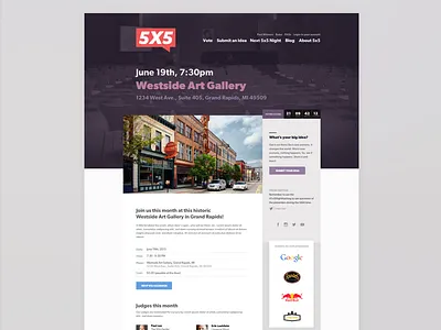 5x5: Next Night 5x5 gibson grand rapids purple red startup