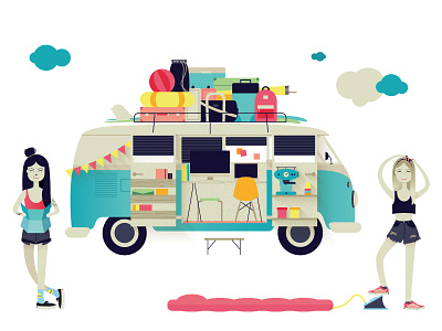 Always Summer characters colors design flat fun illustration