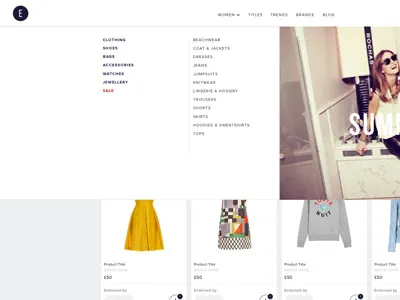 Mega Menu ecommerce editorial fashion mega menu navigation ui